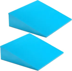 DEAYOU 2 Pack Yoga Foam Wedge, 13" EVA Foam Wedge Block for Exercise, Knee Pad, Wrist Back Support (Blue)
