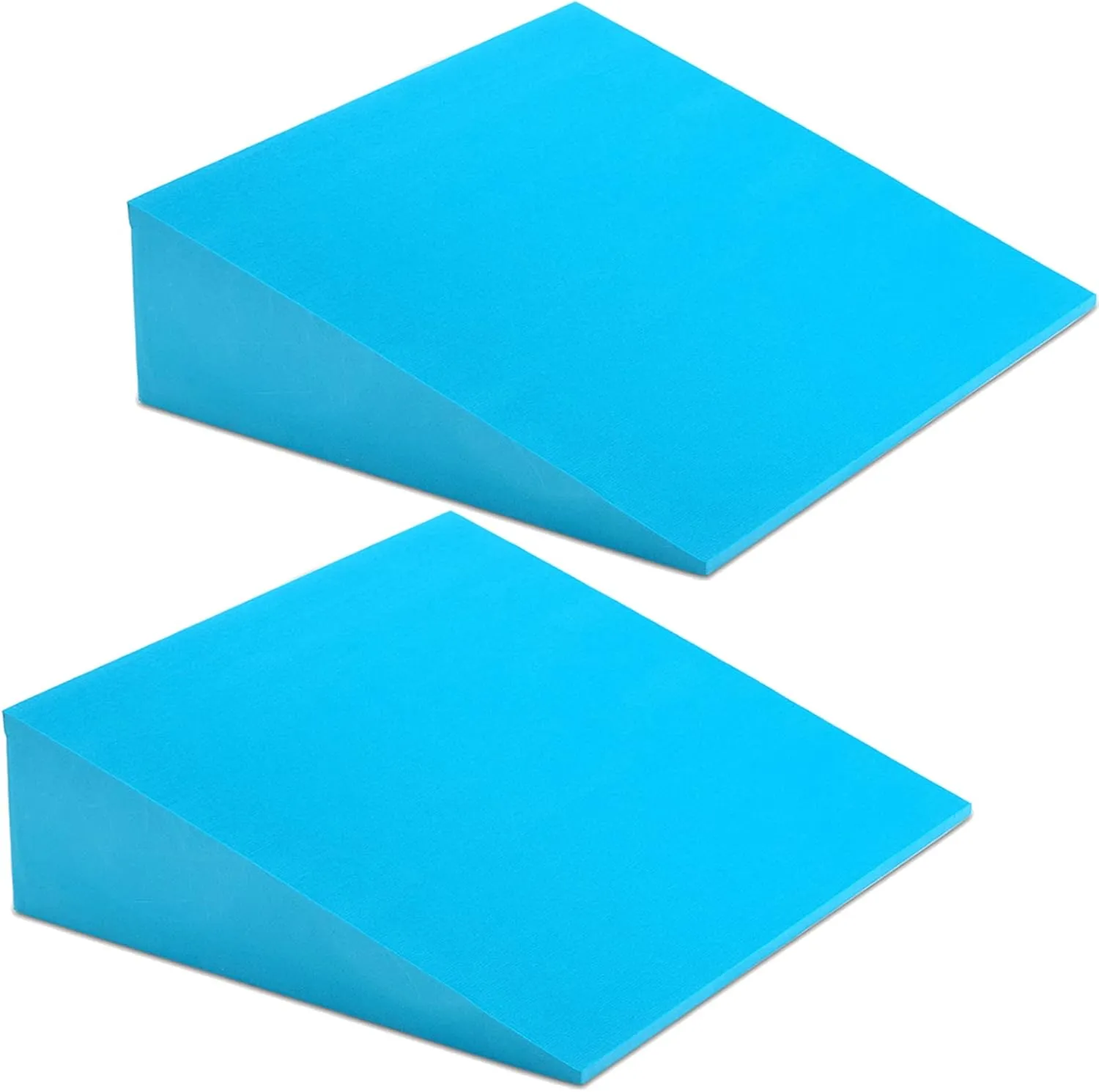 DEAYOU 2 Pack Yoga Foam Wedge, 13" EVA Foam Wedge Block for Exercise, Knee Pad, Wrist Back Support (Blue)