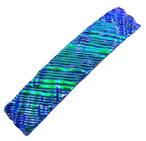Dichroic Glass Hair Barrette - Large 3.5" / 90mm - Emerald Green Jade Verdigris Teal Viridian Fused Glass Striped Ripple Waves with Blue Accents Slide Clip Hair Accessories