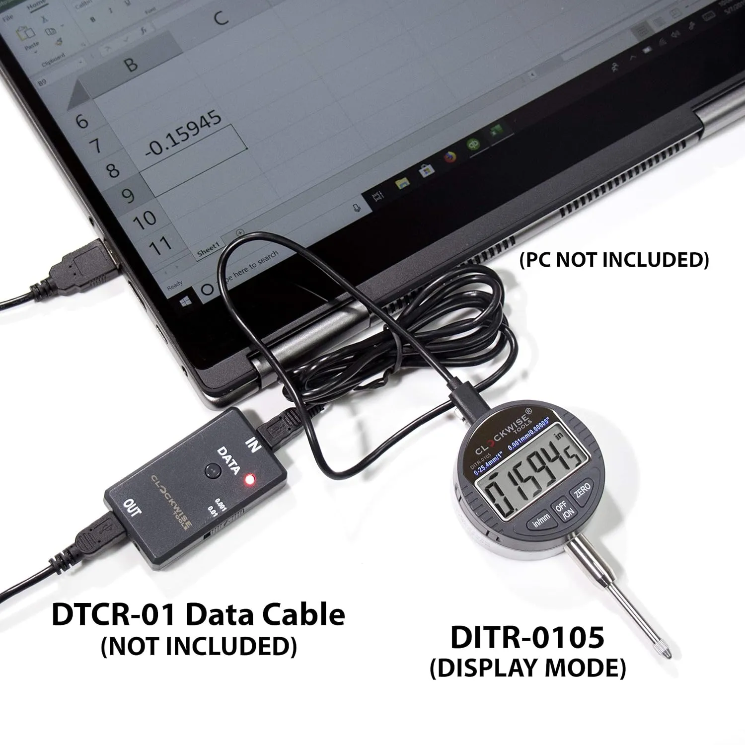 Digital Indicator, DITR-0105 0-1 Inch/25.4mm, 0.00005 Inch/0.001mm Resolution, Inch/Metric Conversion, Auto Off