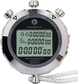 Digital Stopwatch, Metal Stop Watch 10 Lap Memory Stopwatch Timer, Water Resistant Stopwatch for Sports, Competitions, Games