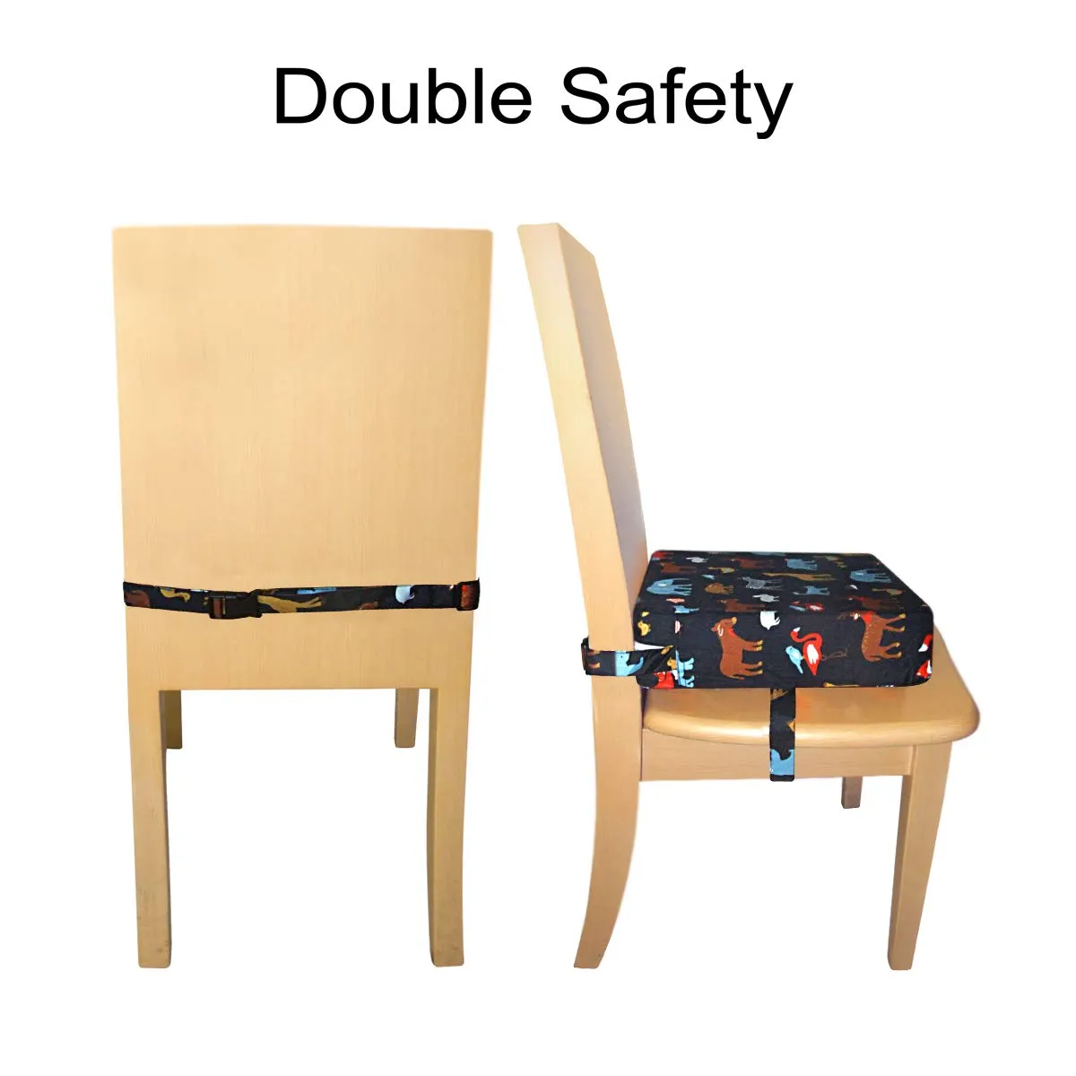 Dining Chair Heightening Cushion Portable Dismountable Adjustable Highchair Booster for Baby Toddler Kids Infant Washable Thick Chair Seat Pad Mat (Black)