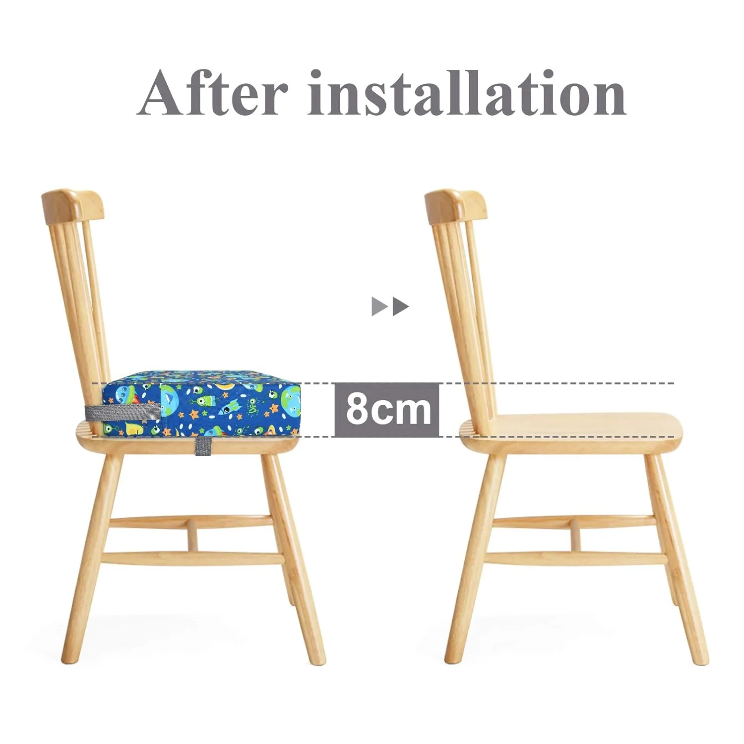 Dining Chair Heightening Cushion Portable Dismountable Adjustable Highchair Booster for Baby Toddler Kids Infant Washable Thick Chair Seat Pad Mat (Blue Space)