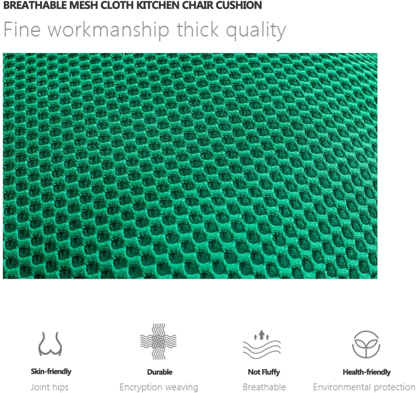 Dining Room Chair Cushion Covers Washable, Chair Seat Cushion Replacement, Summer Breathable Mesh Chair Pads with Ties, U Shaped Kitchen Chair Pads with Anti-Slip Rubber Back Deep Green