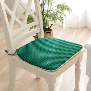 Dining Room Chair Cushion Covers Washable, Chair Seat Cushion Replacement, Summer Breathable Mesh Chair Pads with Ties, U Shaped Kitchen Chair Pads with Anti-Slip Rubber Back Deep Green