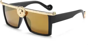 Dollger Square Oversized Sunglasses Flat Top Thick Plastic Super Dark Gangster Luxury Shades 57mm