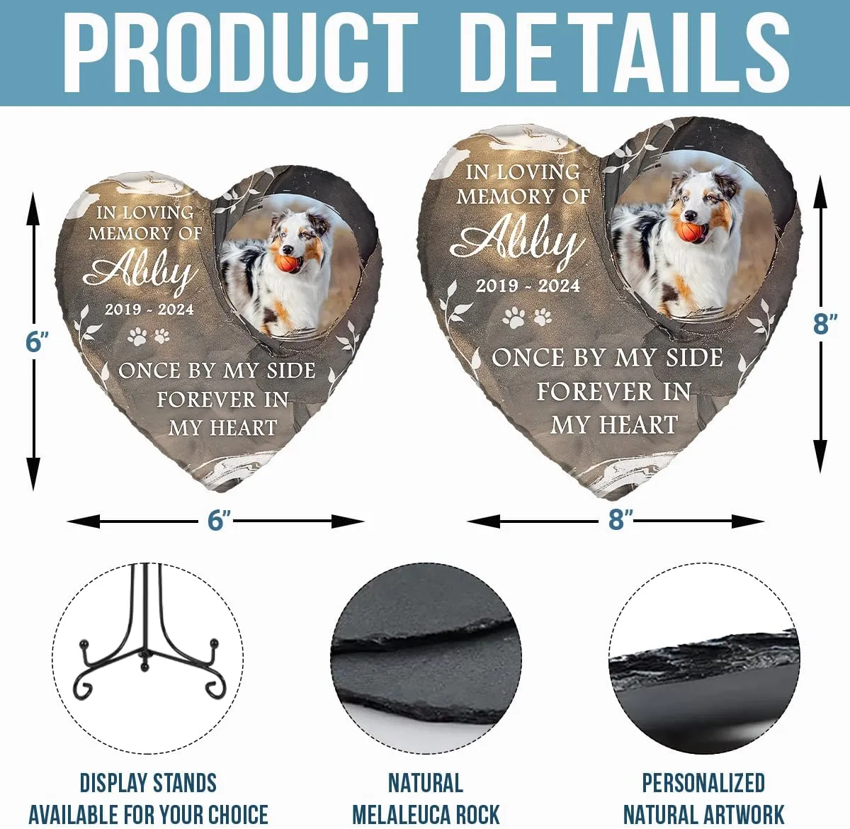 DOPTIKA Personalized Dog Memorial Stone with Name, Dog Memorial Gifts for Loss of Dog, Grave Decorations for Cemetery, Dog Headstone, Garden Memorial Stone, Dog Sympathy Gifts, Pet Loss Sympathy Gift