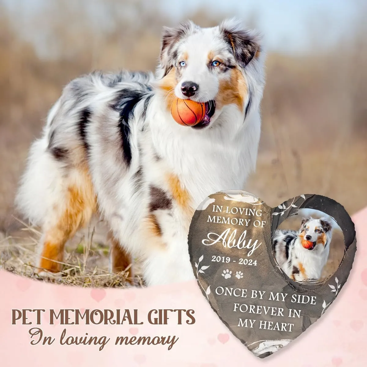 DOPTIKA Personalized Dog Memorial Stone with Name, Dog Memorial Gifts for Loss of Dog, Grave Decorations for Cemetery, Dog Headstone, Garden Memorial Stone, Dog Sympathy Gifts, Pet Loss Sympathy Gift