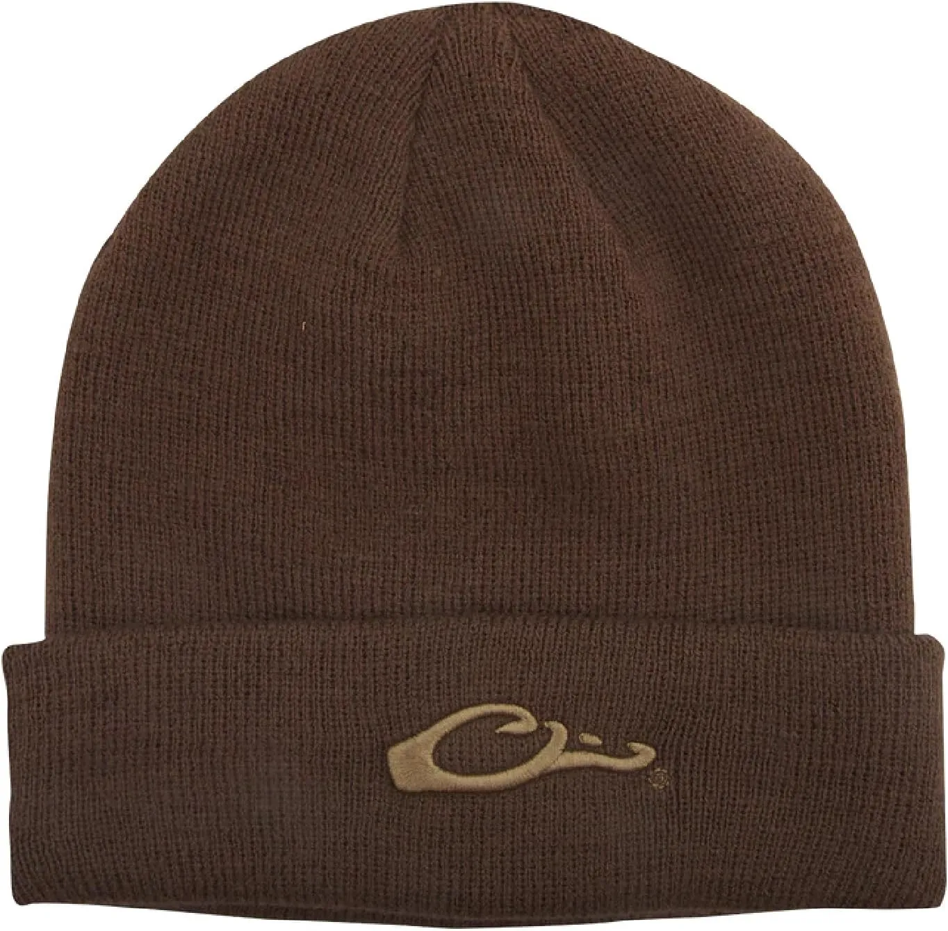 Drake Waterfowl LST Rib-Knit Stocking Cap - Acrylic Stretch Old-Style Roll-Up Edge Stocking Beanie Hat, One Size Fits Most, Brown