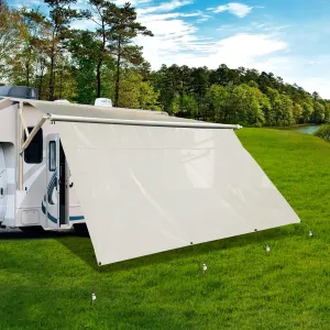 Dulepax RV Awning Shade Screen with Zipper 8'X14'3'' -Second Generation RV Awning Screen Significantly Improves Shadew and Privacy.Universal RV Awning Sun Shade Screen with Complete Kits