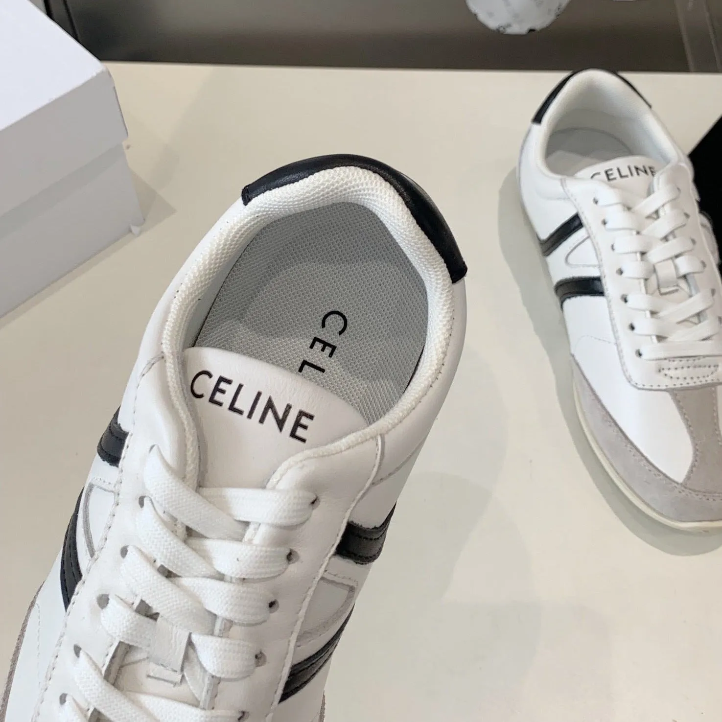 Early access Celine IN OPTIC CALFSKIN & SUEDE WHITE/GREY/BLACK JOGGER SNEAKER Value-for-money CALFSKIN LOW LACE-UP