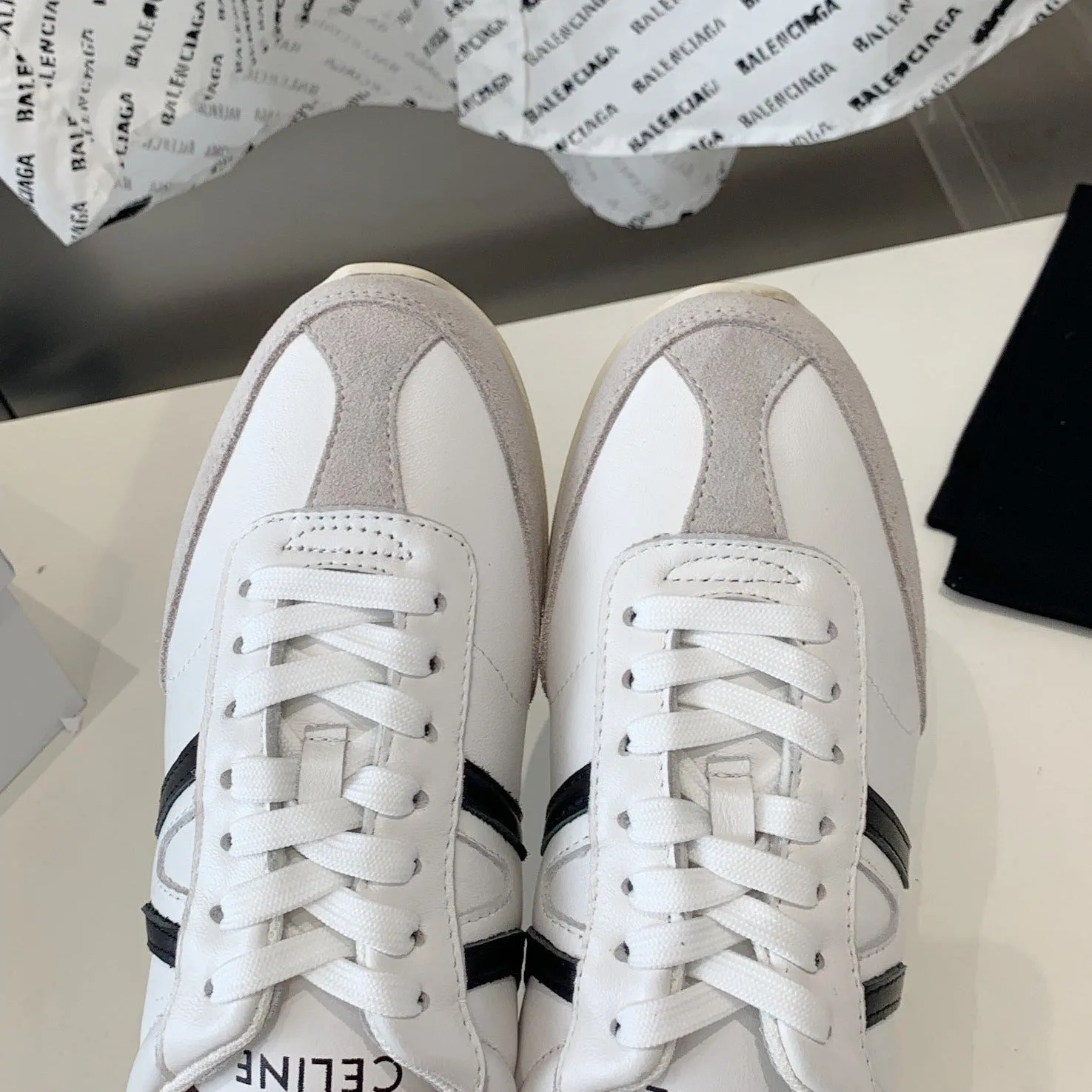 Early access Celine IN OPTIC CALFSKIN & SUEDE WHITE/GREY/BLACK JOGGER SNEAKER Value-for-money CALFSKIN LOW LACE-UP
