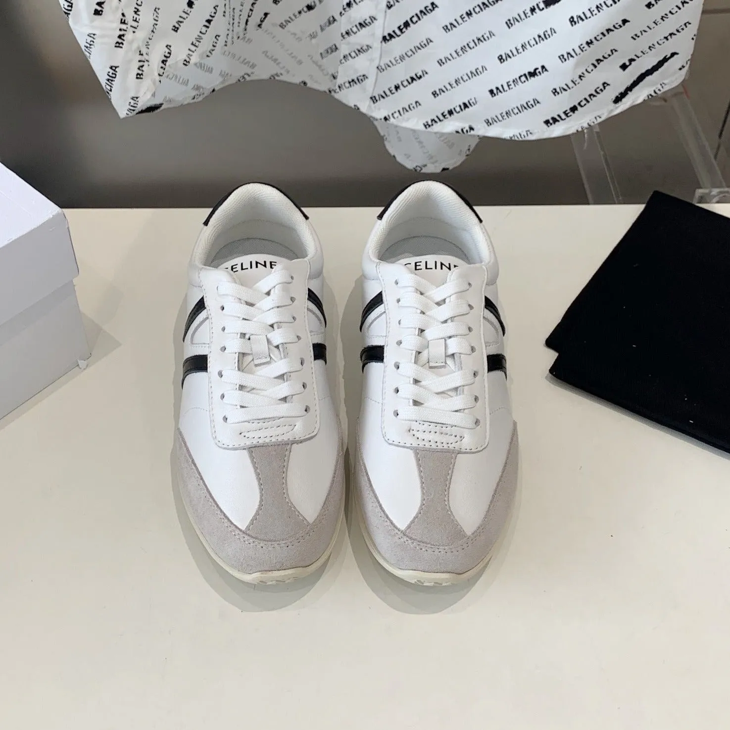 Early access Celine IN OPTIC CALFSKIN & SUEDE WHITE/GREY/BLACK JOGGER SNEAKER Value-for-money CALFSKIN LOW LACE-UP