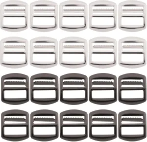 eMagTech 20Pcs Metal Slide Buckle Replacement Adjustable Buckle for Waistcoat Backpack Webbing Straps Handbag Bag Accessories Camping Bag Belt