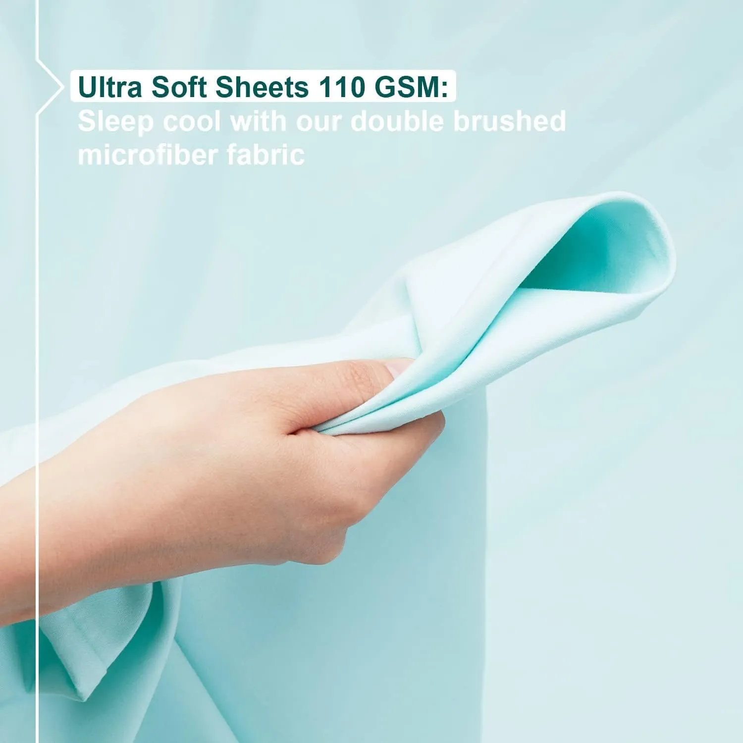 Empyrean Extra Deep Pocket Fitted Sheet - 110 GSM Deep Pocket Bed Sheet Set – Soft Deep Pocket 6 Piece Set - 60 x 80 inches - Queen Size Sheets - Light Baby Blue