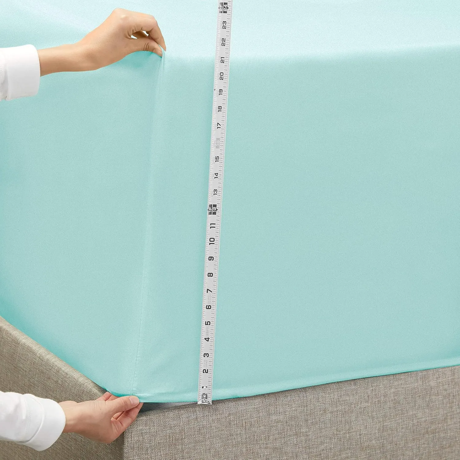 Empyrean Extra Deep Pocket Fitted Sheet - 110 GSM Deep Pocket Bed Sheet Set – Soft Deep Pocket 6 Piece Set - 60 x 80 inches - Queen Size Sheets - Light Baby Blue