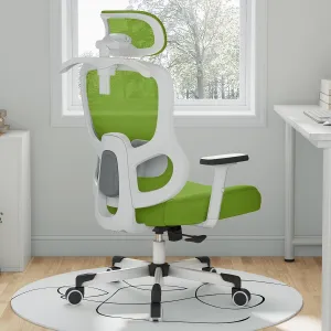 Ergonomic Office Chair Big Tall Reclining Gaming Chair Adjustable Lumbar Support 2D Armrest 6D Headrest Breathable Mesh Swivel Computer Chairs Home Task Desk Chair Coat Hanger Tilt Lock (Green)