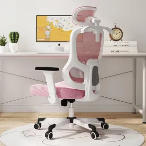 Ergonomic Office Chair Big Tall Reclining Gaming Chair Adjustable Lumbar Support 6D Armrest 6D Headrest Breathable Mesh Swivel Computer Chairs Home Task Desk Chair Wheels Coat Hanger Tilt Lock Pink