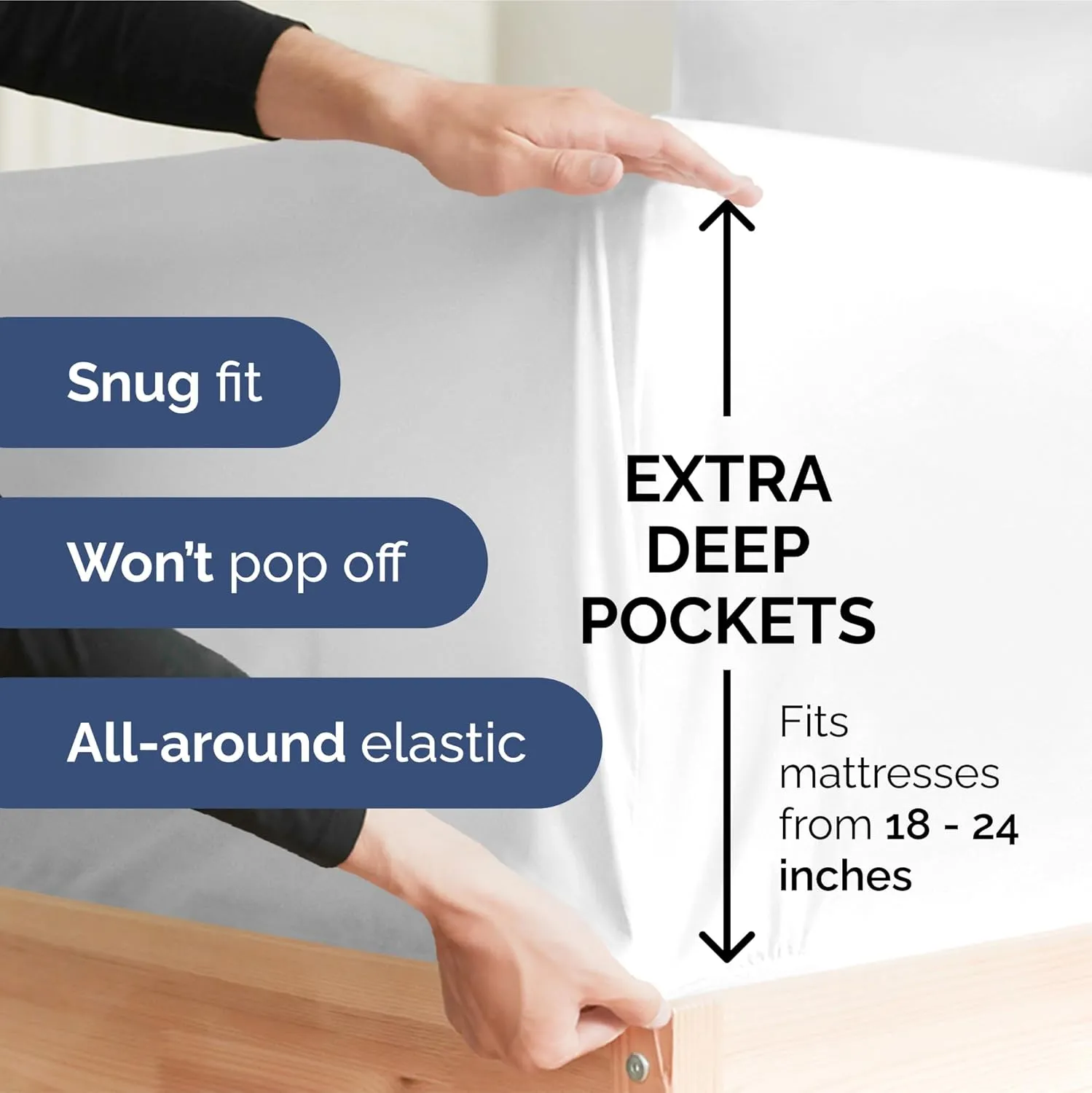 Extra Deep King Sheet Set - 6 Piece Breathable & Cooling Sheets - Hotel Luxury Bedding Set w/18-24 Inch Extra Deep Pockets - Easy & Secure Fit - Super Soft, Wrinkle Free and Comfy - White, King Size