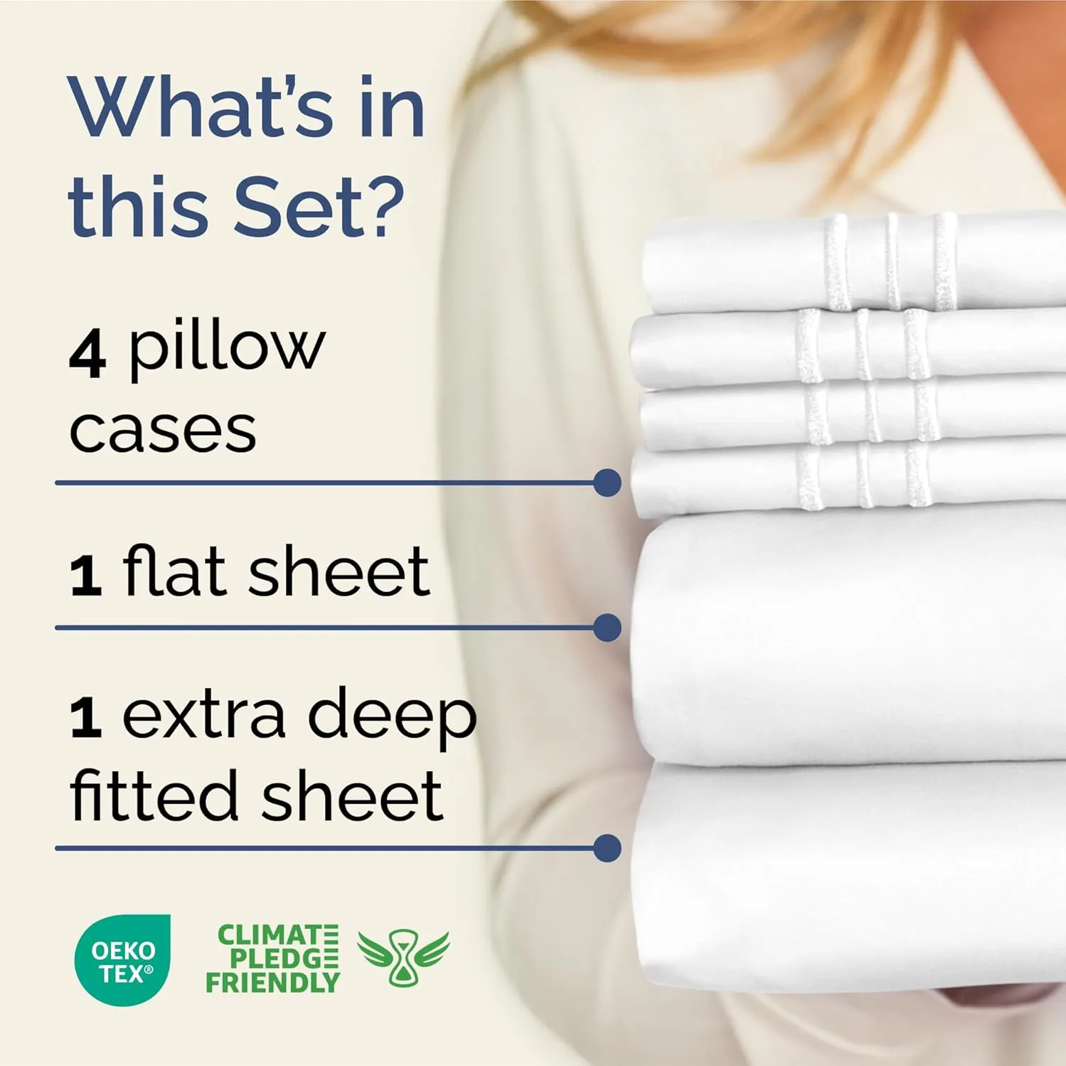 Extra Deep King Sheet Set - 6 Piece Breathable & Cooling Sheets - Hotel Luxury Bedding Set w/18-24 Inch Extra Deep Pockets - Easy & Secure Fit - Super Soft, Wrinkle Free and Comfy - White, King Size