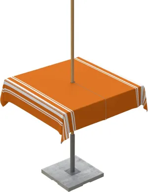Fall Outdoor Tablecloth with Umbrella Hole, Farmhouse Orange White Stripe Square Tables Zippered Table Cloth Waterproof Tabletop Table Cover Collection for Patio, Garden, Picnic, Camping, Dining
