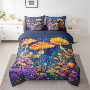 Feelyou Cute Mushroom Decor 7 Pieces Comforter Sets Natural Mushrooms Bedding Set for All Season for Kids Boys Girls Dreamy Fungus Bed in a Bag with Comforter, Sheets, Pillowcases & Cushion Cover