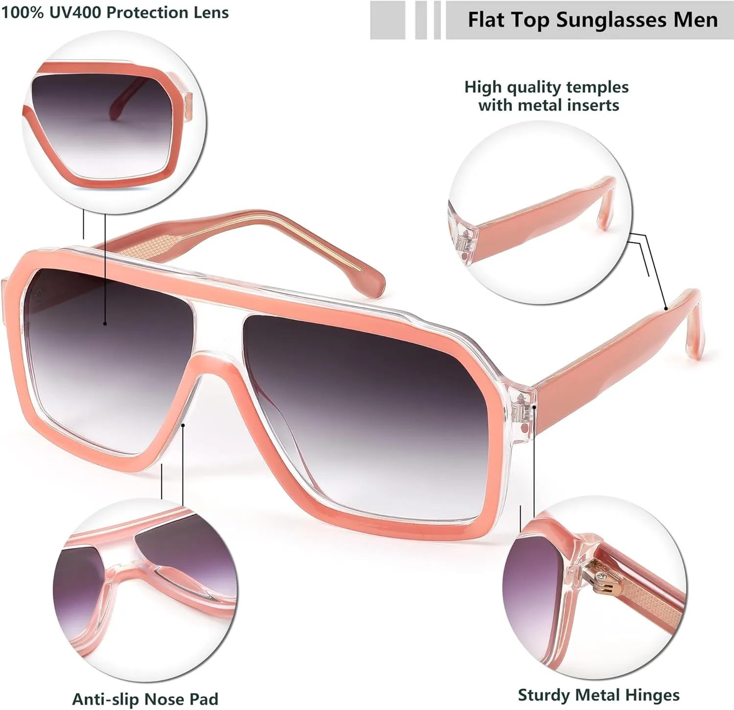 FEISEDY Sunglasses Men Square Aviator Frame UV400 Sun Glasses Driving Running Fishing Golf Hiking B0059
