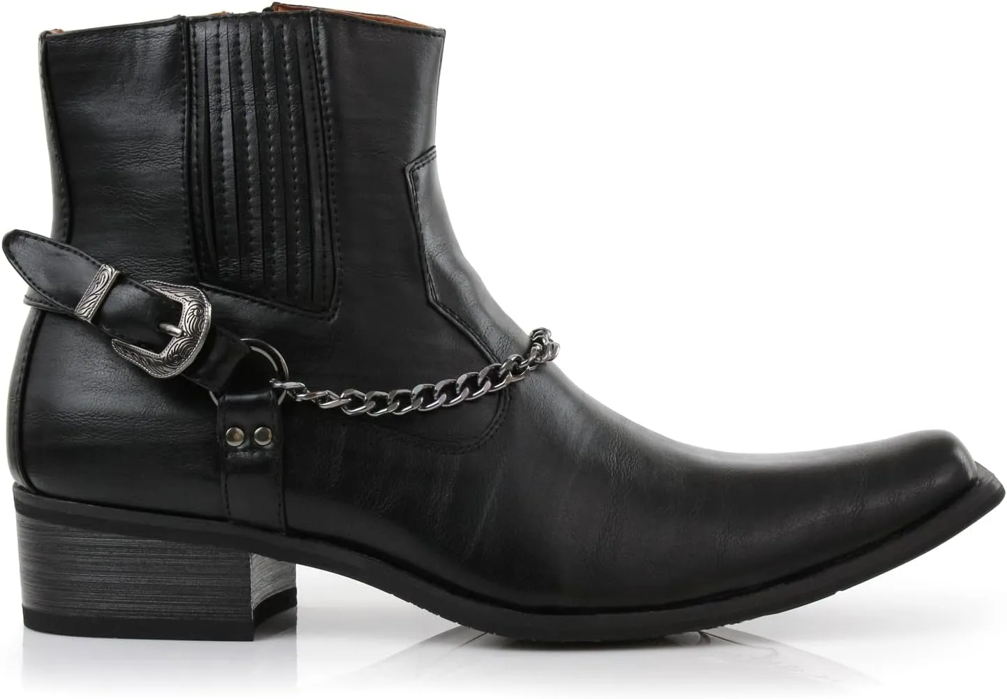 Ferro Aldo Alejandro MFA606326 Mens Memory Foam Casual High Western Buckle Strap Ankle Dress Boots