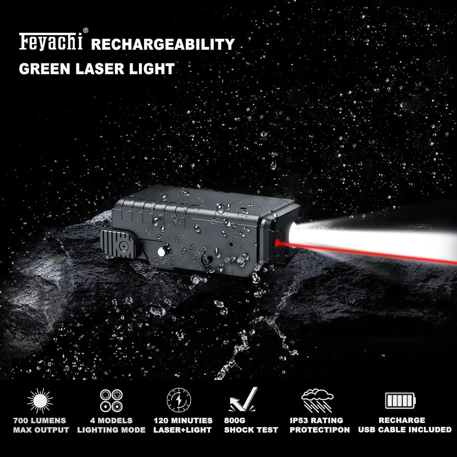 Feyachi FL-75 700 Lumen RED Laser Light Combo Pistol Light Gun Flashlight, Compact Pistol Flashlight and Tactical Flashlight for Shotgun, Pistol and Rifle with Picatinny Rail