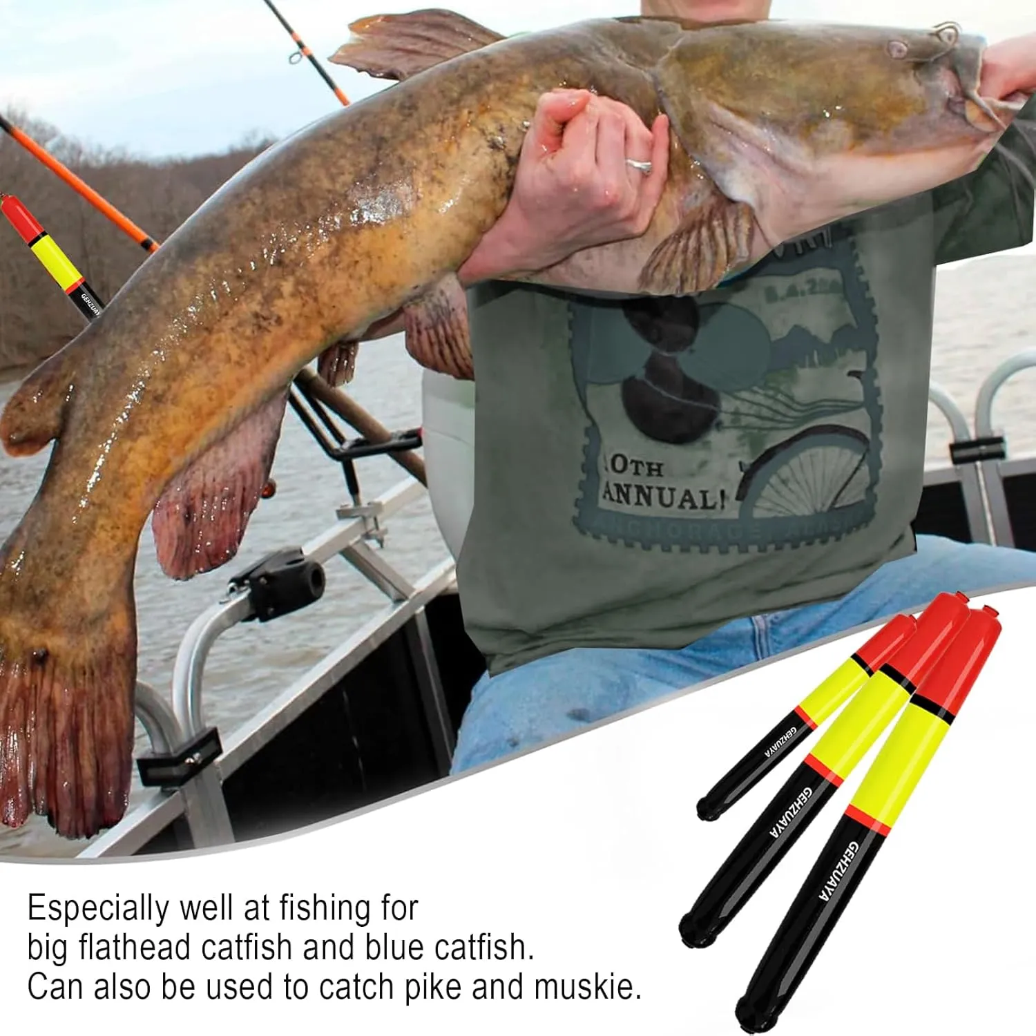 Fishing Bobbers Floats, Catfish Floats Weighted Float for Fishing, High Visibility Wood Bobber for Catfish Pike