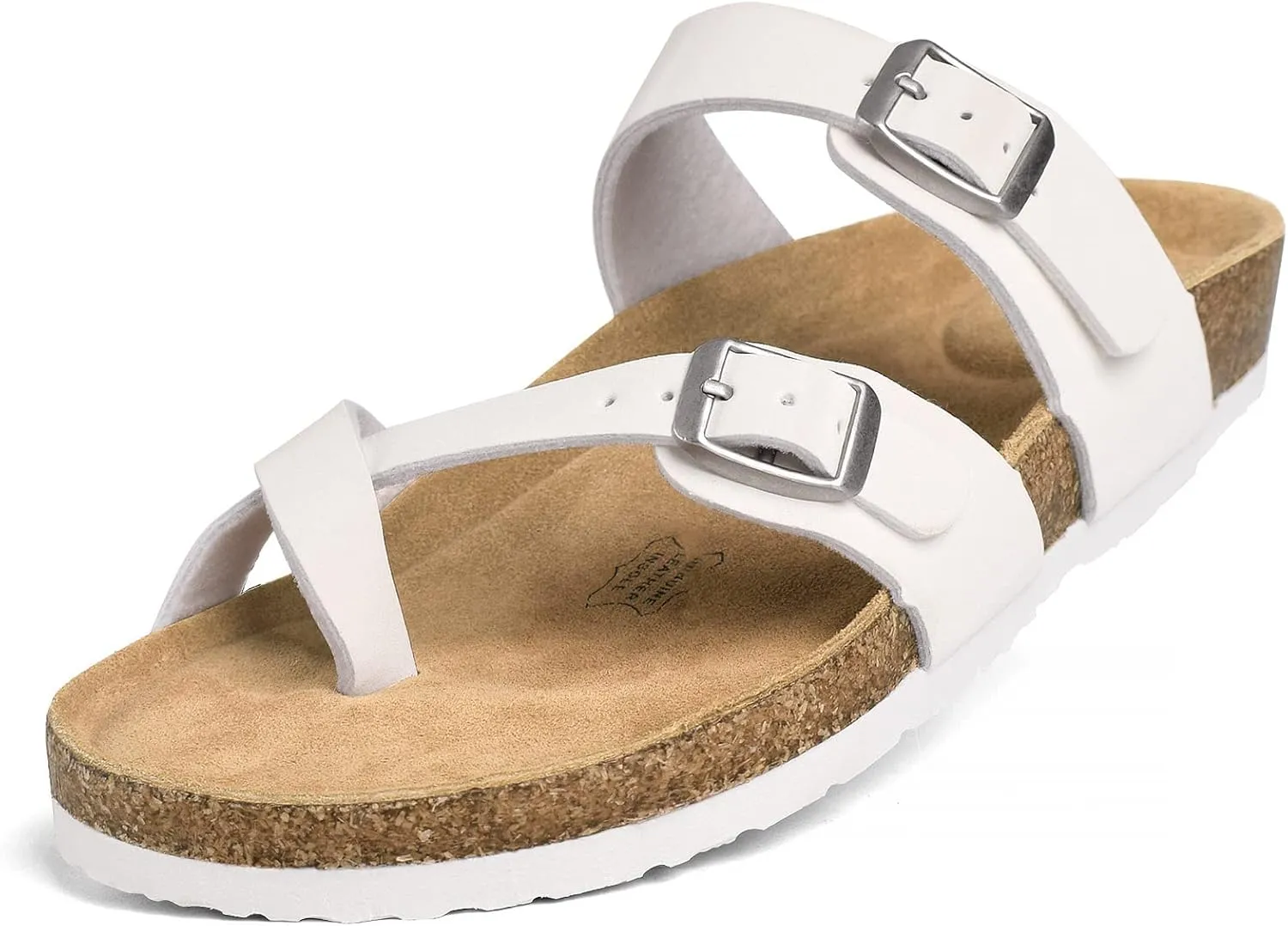 FITORY Womens Leather Slide Sandals with Comfort Cork Footbed Size 6-11