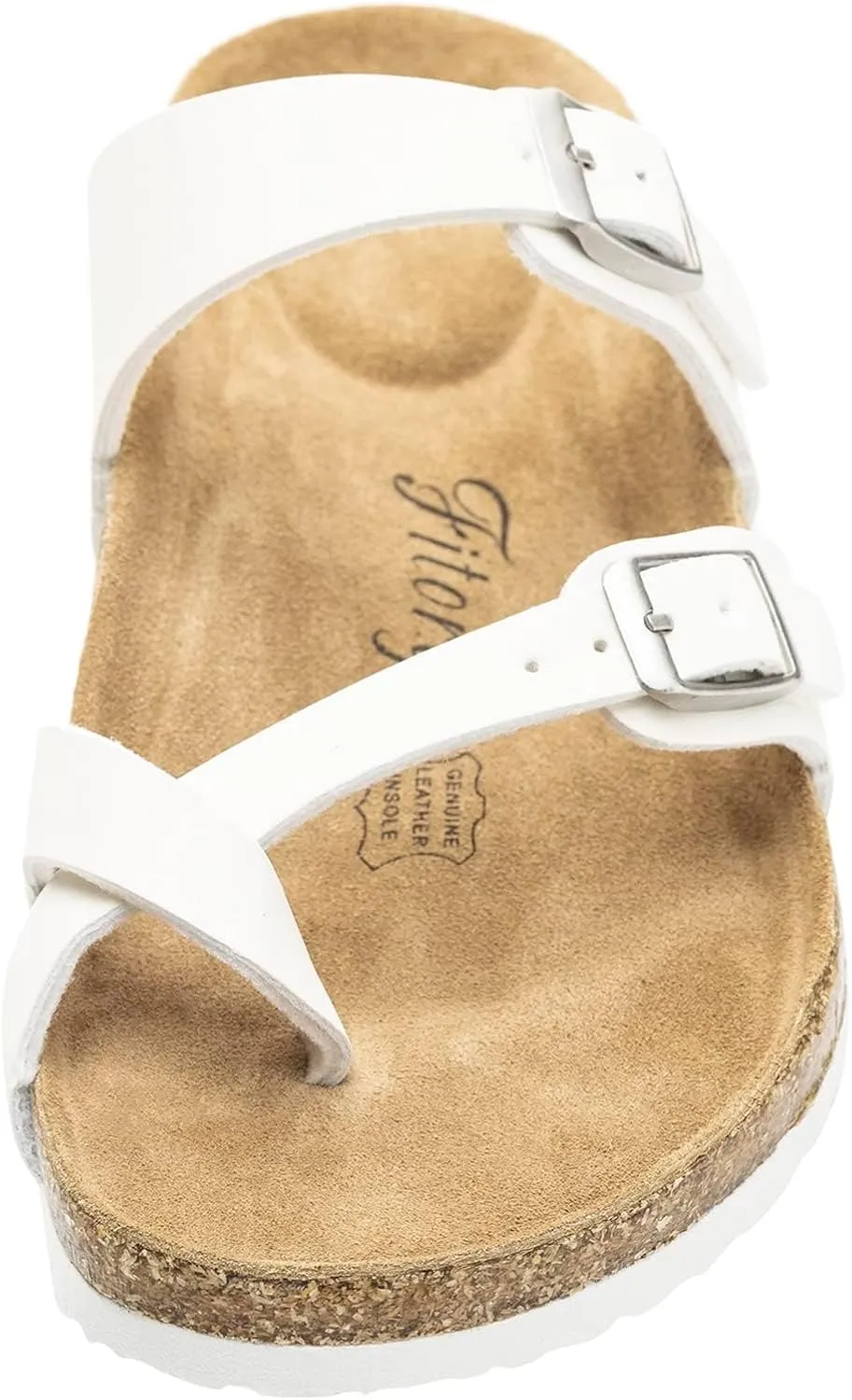 FITORY Womens Leather Slide Sandals with Comfort Cork Footbed Size 6-11
