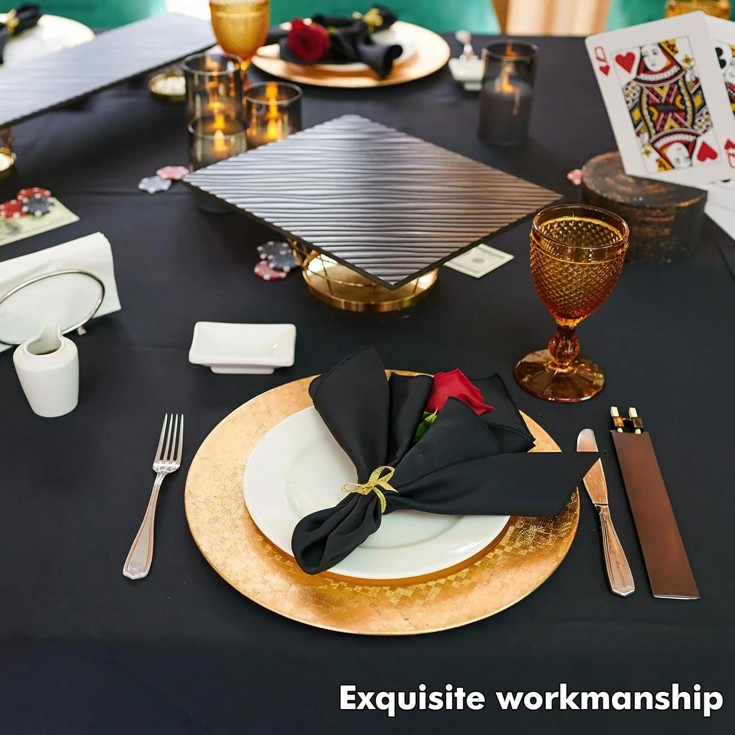 Fixwal 8 Pack Black Tablecloths for Rectangle Table, 60 x 102 Inch Polyester Fabric Tablecloths Rectangular, Wrinkle Resistant Washable Table Covers 6 Foot for Party, Wedding, Banquet, Dining