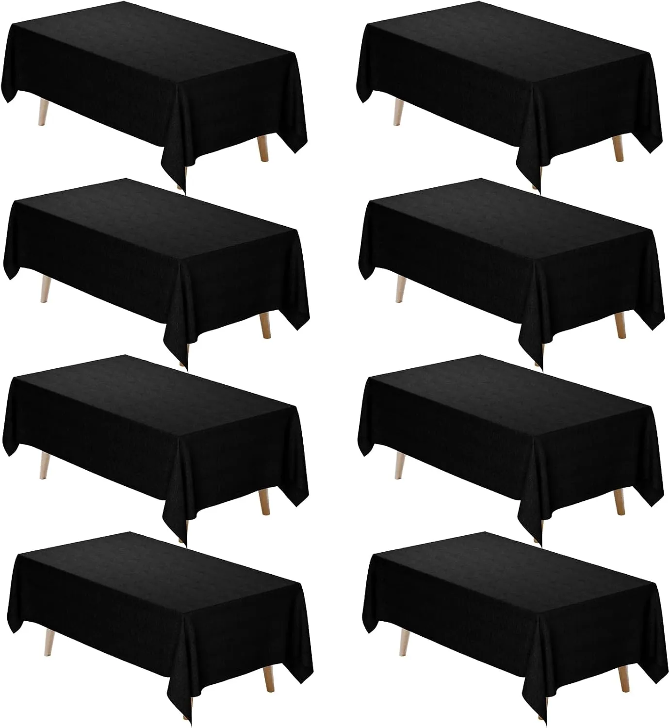 Fixwal 8 Pack Black Tablecloths for Rectangle Table, 60 x 102 Inch Polyester Fabric Tablecloths Rectangular, Wrinkle Resistant Washable Table Covers 6 Foot for Party, Wedding, Banquet, Dining