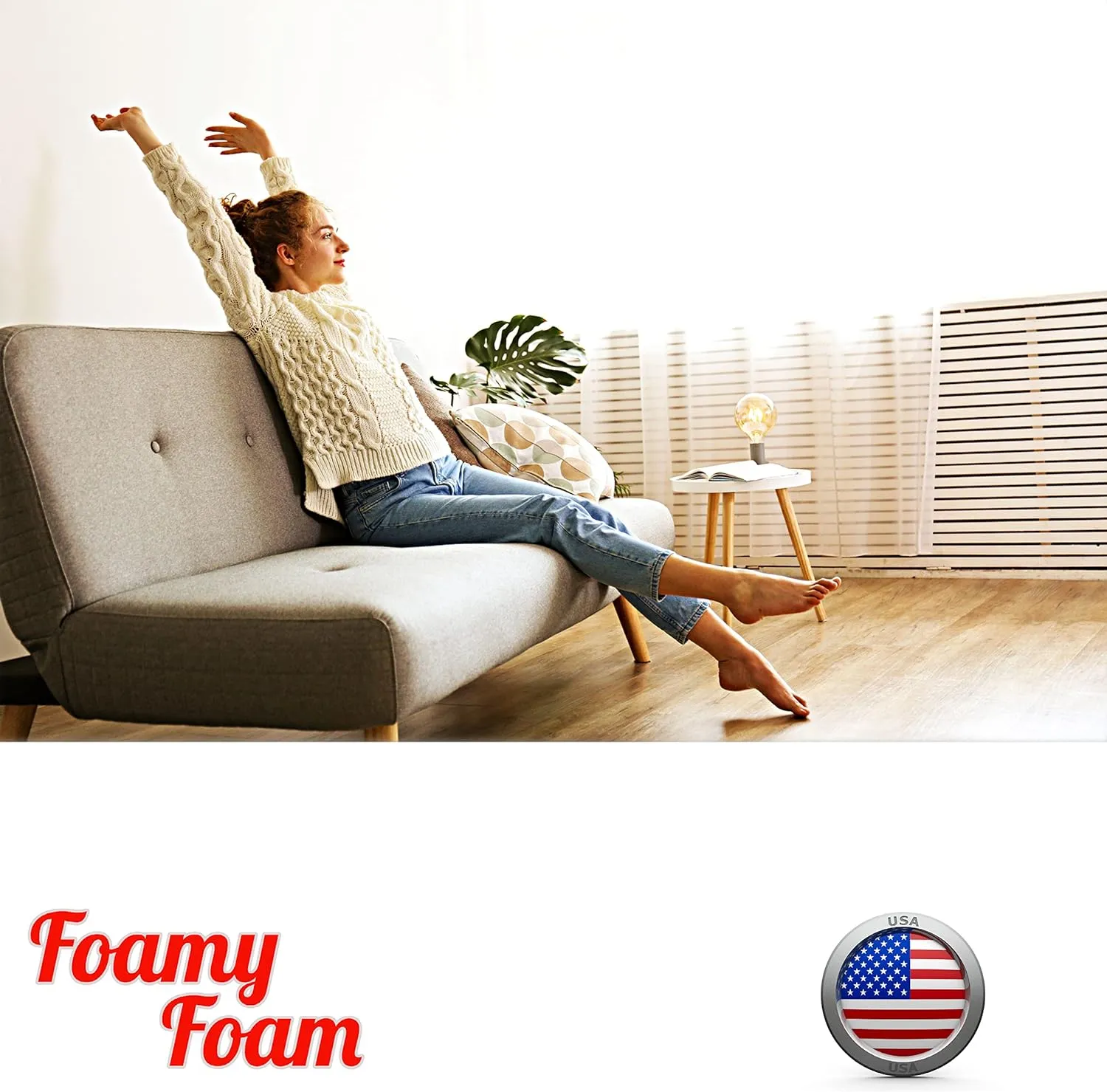 Foamy Foam High Density 2 inch Thick, 30 inch Wide, 72 inch Long Upholstery Foam, Cushion Replacement