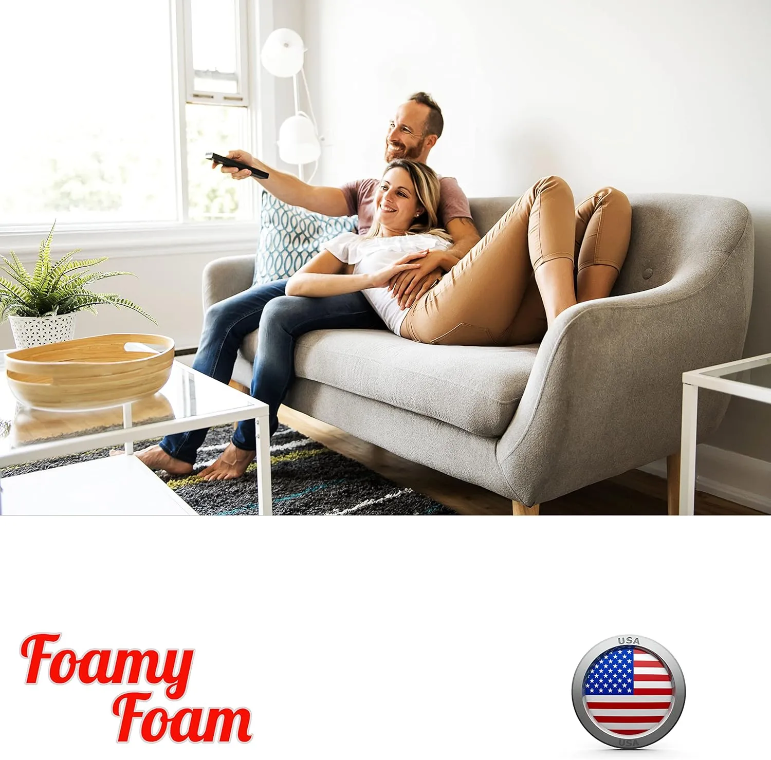 Foamy Foam High Density 2 inch Thick, 30 inch Wide, 72 inch Long Upholstery Foam, Cushion Replacement