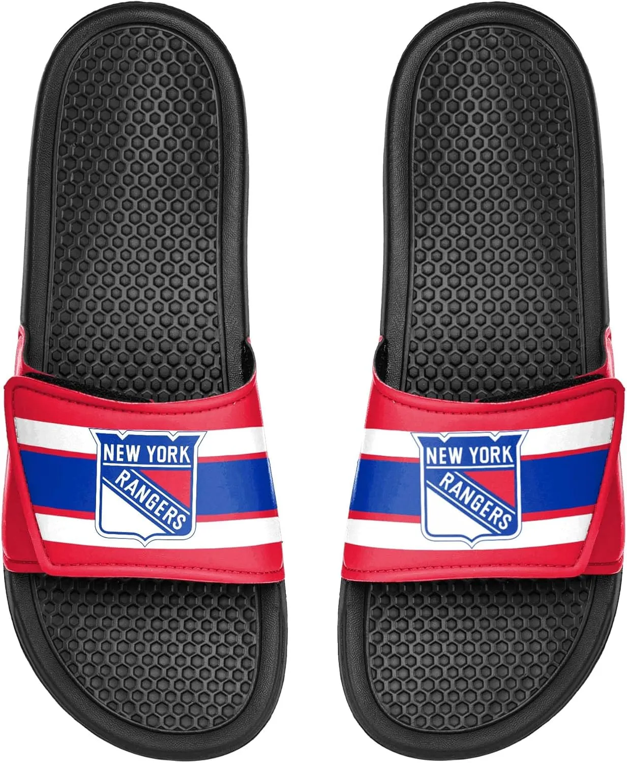 FOCO Men's NHL Team Logo Sport Legacy Stripe Slide Sandals