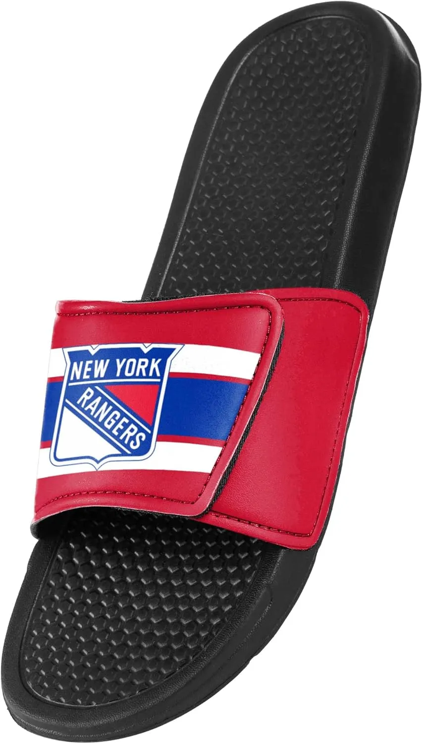 FOCO Men's NHL Team Logo Sport Legacy Stripe Slide Sandals