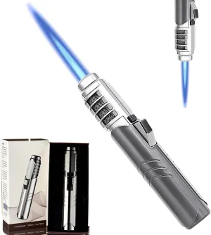 Focus Torch Lighter, 2025 New Portable Camping Outdoor Windproof Straight Flame Lighter with Adjustable Flame, Silver
