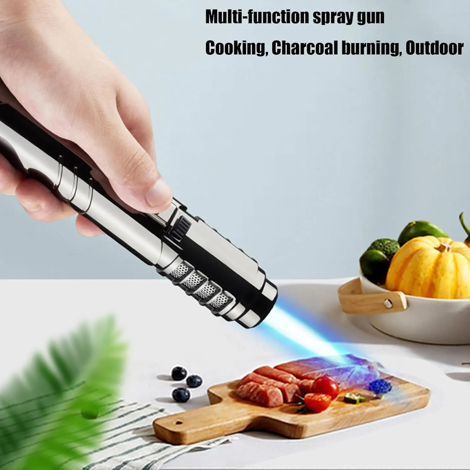 Focus Torch Lighter, 2025 New Portable Camping Outdoor Windproof Straight Flame Lighter with Adjustable Flame, Silver