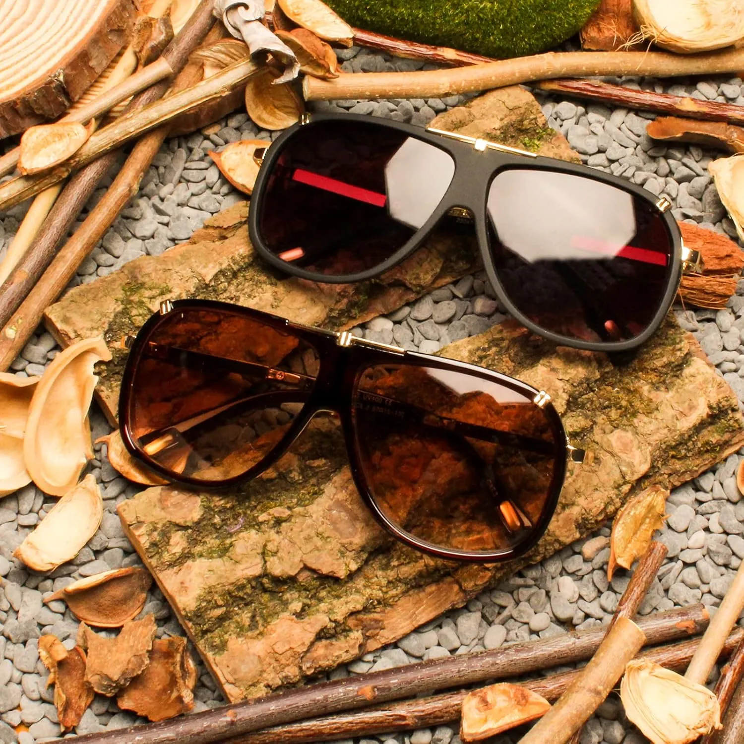 Freckles Mark 70s Italian Mob Boss Retro Square Sunglasses for Men Women Vintage Disco Sun Glasses