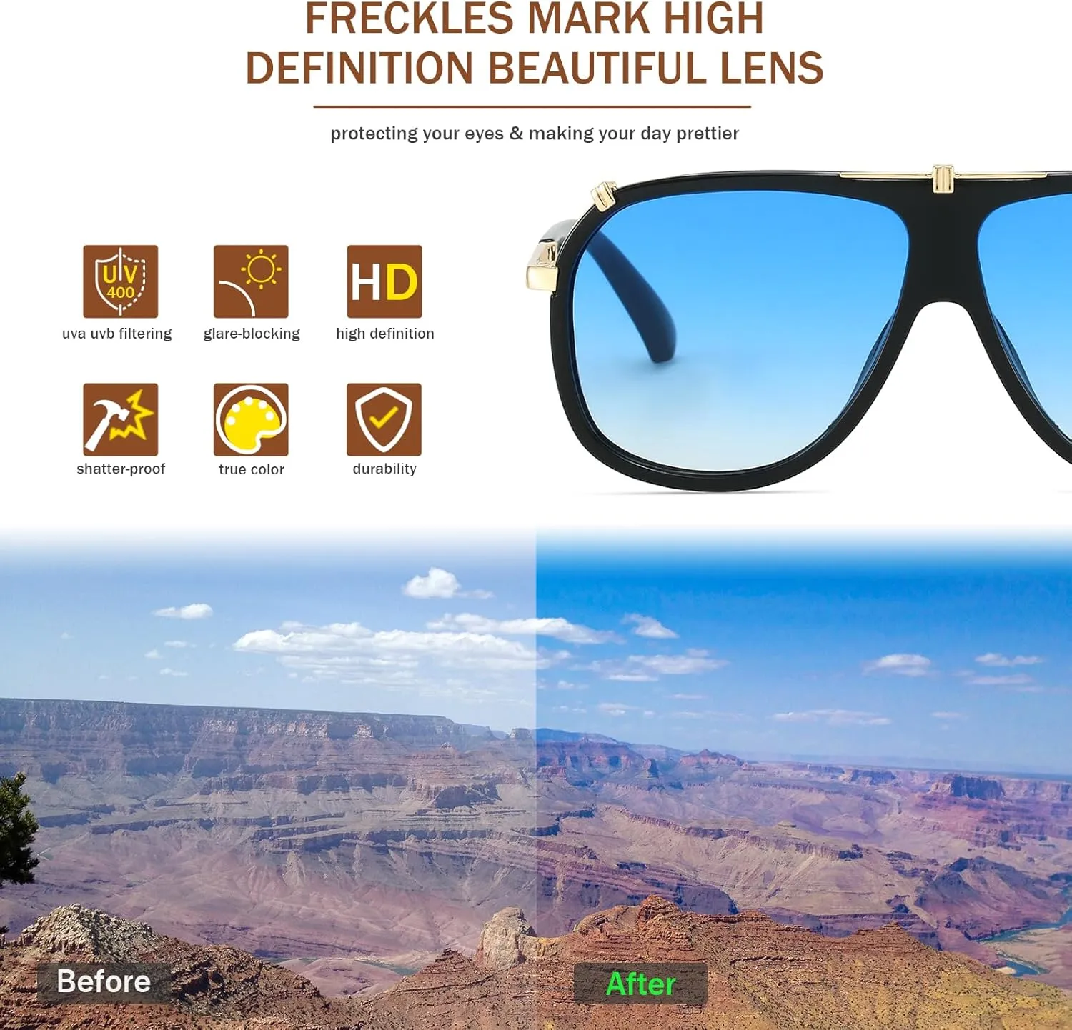 Freckles Mark 70s Italian Mob Boss Retro Square Sunglasses for Men Women Vintage Disco Sun Glasses