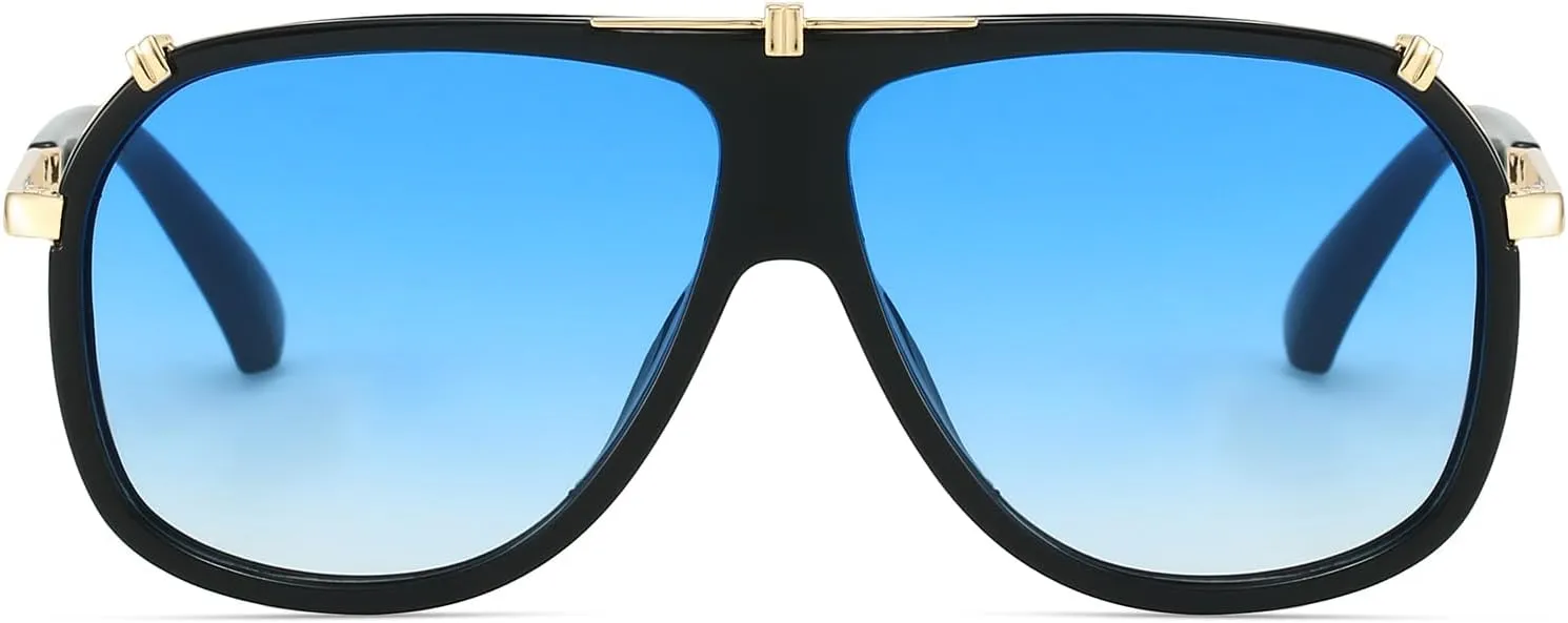 Freckles Mark 70s Italian Mob Boss Retro Square Sunglasses for Men Women Vintage Disco Sun Glasses