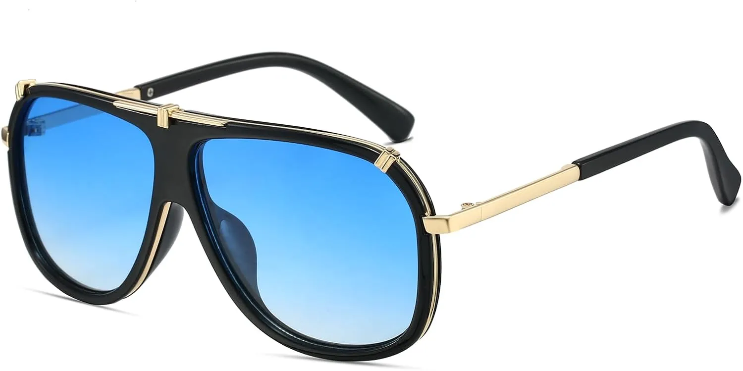 Freckles Mark 70s Italian Mob Boss Retro Square Sunglasses for Men Women Vintage Disco Sun Glasses