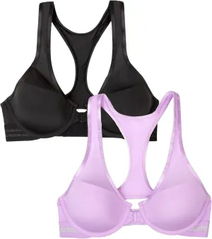 Fruit of the Loom A Fresh Collection Game Changer 2-Pack Front & Back Closure Racerback Bras and Comfort for Women