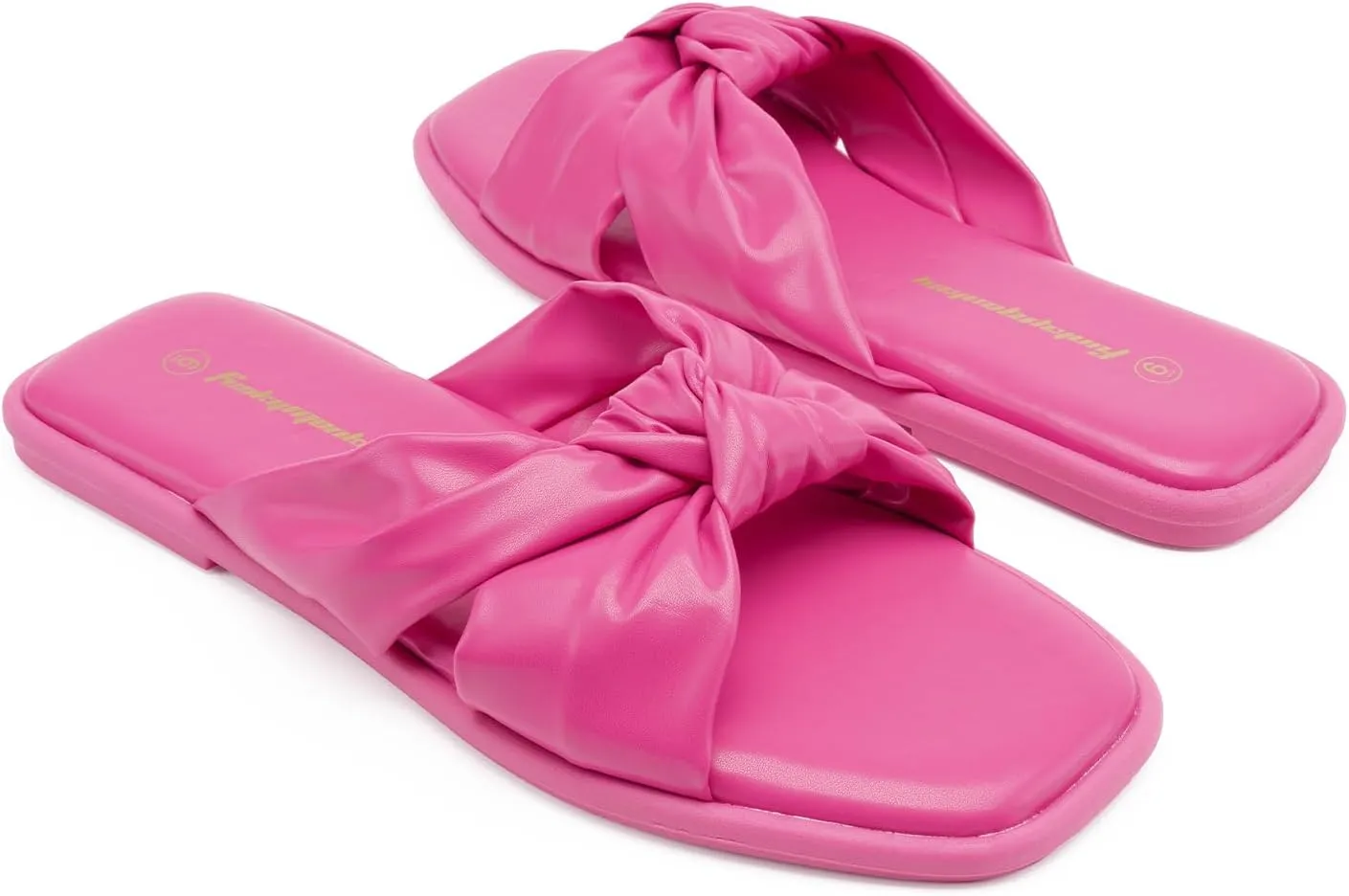 FUNKYMONKEY Women's Flat Sandals Square Open Toe Summer Casual Dress Women's Slide Shoes