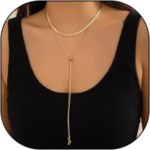 FUTIMELY Layered Snake Bone Choker Y-Necklace for Women,Simple Long Adjustable Slide Necklace,Fashionable Hip Hop Metal Gifts