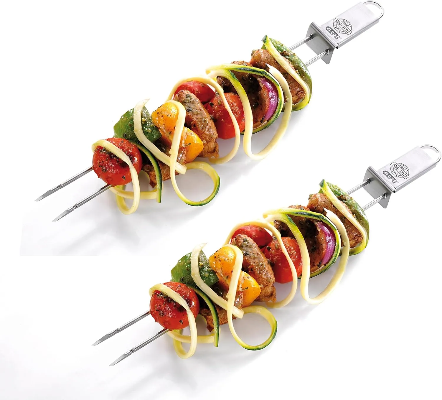 GEFU BBQ Premium Barbecue Skewers for Meats, Vegetables, and Seafood, 2 Piece Set