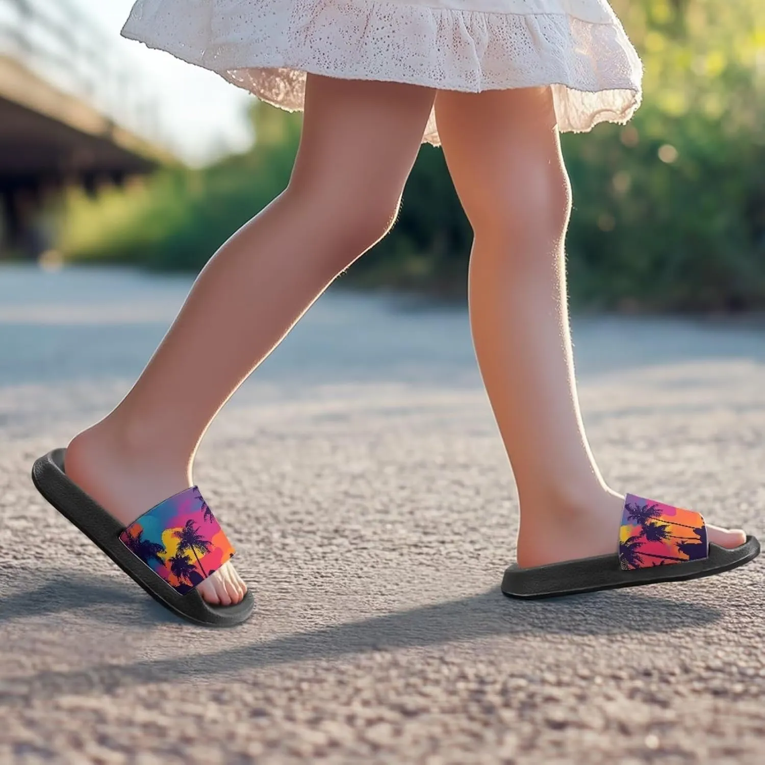 Girls Boys Slide Sandals Kids Summer Comfortable Slippers Slip On for Outdoor Beach Pool Shower Fit Little Big Kids