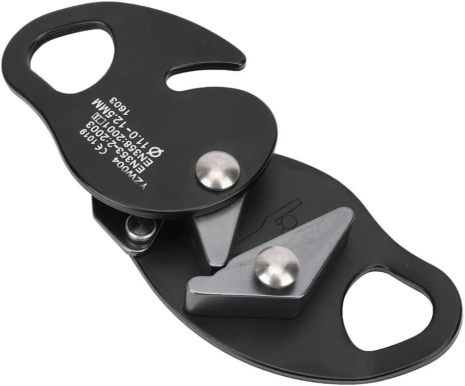 GLOGLOW Adjustable Climbing Descender Gear for 11-12.5mm Rope with Power Pull Lock - Suitable for Rapid Descent, Engineering Protection - Aviation AluminumBlue/1pc